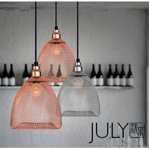 Scandinavian modern minimalist fashion droplight iron pendant lights bar restaurant mesh wire bird cage hanging lights bedroom