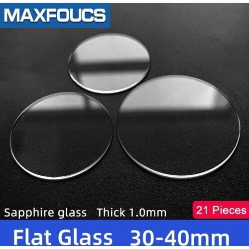 Watch Glass Thick 1.0mm Diameter 30-40 mm Flat Sapphire Anti scratch Smooth Round Transparent Crystal，A total of 21 pieces