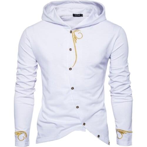 Fashion Embroidery Hoodie Men 2021 Brand Harajuku Streetwear Casual Hoodies Sweatshirt Men Oblique Button Cardigan Tracksuit Man