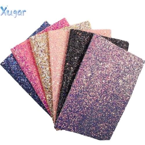 Xugar 22*30cm Chunky Glitter Fabric Synthetic Leather Sequins Patchwork Bag Shoes DIY Phone Case DIY Hairbows Handmade Crafts