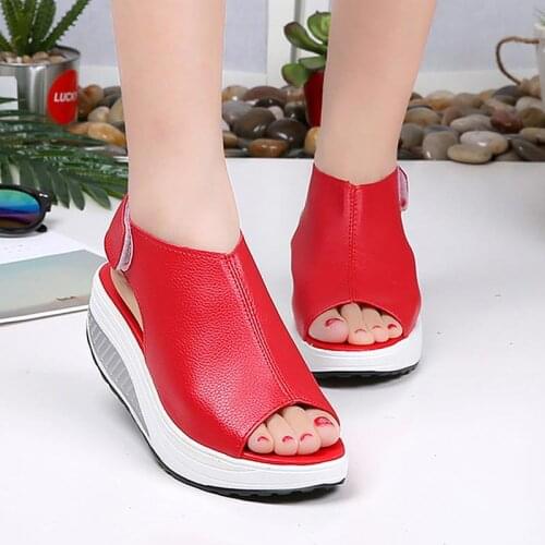 Women sandalias mujer 2021 new fashion convenient shoes woman fish mouth platform ladies sandals hook&loop summer women shoes