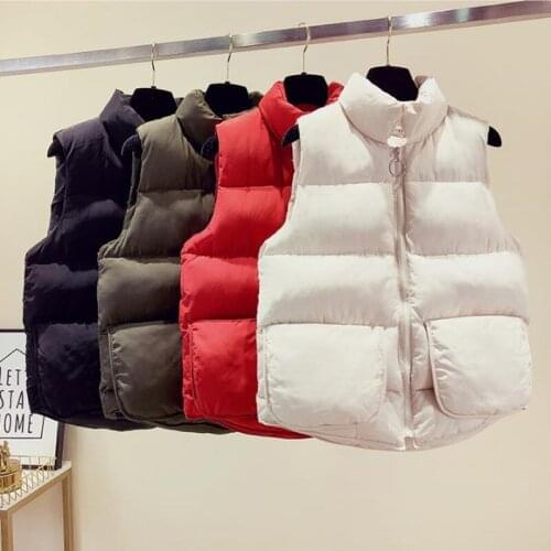 Women Stand Collar Sleeveless Short Coat Women Jacket Waistcoat Female Plus Size Wild Loose Waistcoat Vest 2020 Autumn Winter