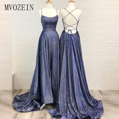 Dark Blue Prom Dresses Spaghetti Strap Long Prom Dress Floor Length Formal Party Gowns Plus Size Vestido de festa Longo