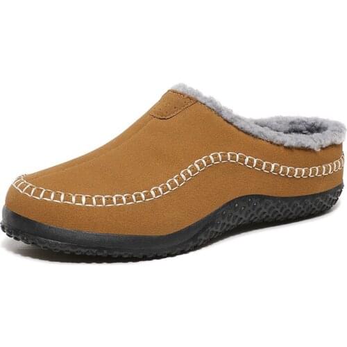 Winter Men Plush Slippers Warm Shoes Indoor Home Slippers Outdoor Non-Slip Slippers Fur Man Casual Shoes Big Size 38-48 Flats