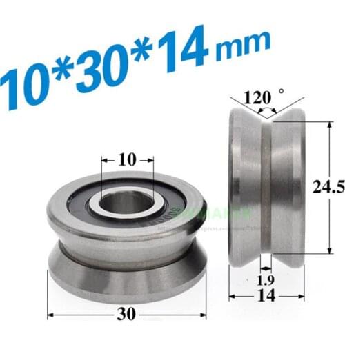 1pcs 10*30*14mm LV20/10 non-standard grooved bearing pulley Y-type V-wheel rolling guide wheel, wire rope over-wire hanger metal