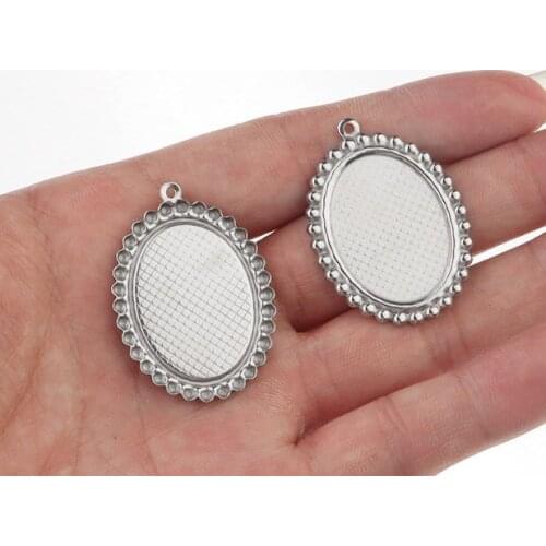 10pcs/lot Round Silver Cabochon Base Tray Bezels Blank Setting Supplies For Jewelry Making Findings Bracelet Pendant