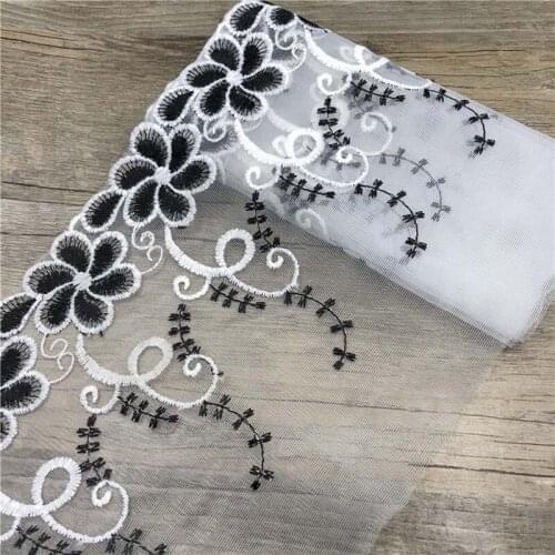 15Yards Lace Ribbon Handicrafts Black Flower Mesh Net Embroidered Trim Tape Decorations DIY Sewing Fabric High Quality