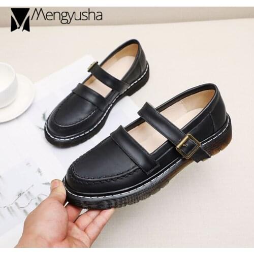 2020 Student Solid buckle band shallow oxford shoes women loafers woman slip on round toe bullock flats mujer large size 34-43