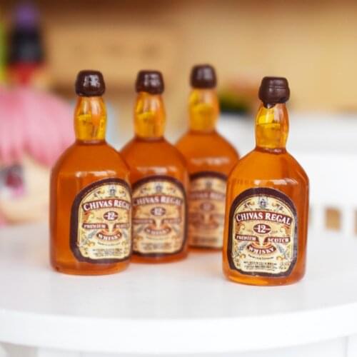 4PCS 1:6 Dollhouse Miniature Simulation Whisky Wine Drinks Model Pretend Play Kitchen Mini Blyth Barbies Doll Food Toy