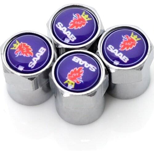 4pcs/set Excellent Car Wheel Tire Valves Tyre Air Caps for Saab 9-3 9-5 900 9000 Saab 93 95 Emblems Stainless Steel Accessories