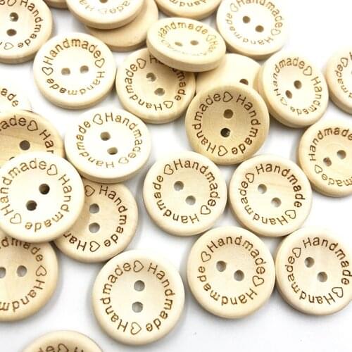 50Pcs 2 Holes Wooden Buttons for Clothing Handmade Scrapbooking Wedding Dress Buttons 15 20 25mm WB777