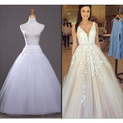 White Tulle Petticoat for A Line Style Wedding Dress 4-Layers No Hoops Bridal Wedding Accessories Long Petticoats Underskirt