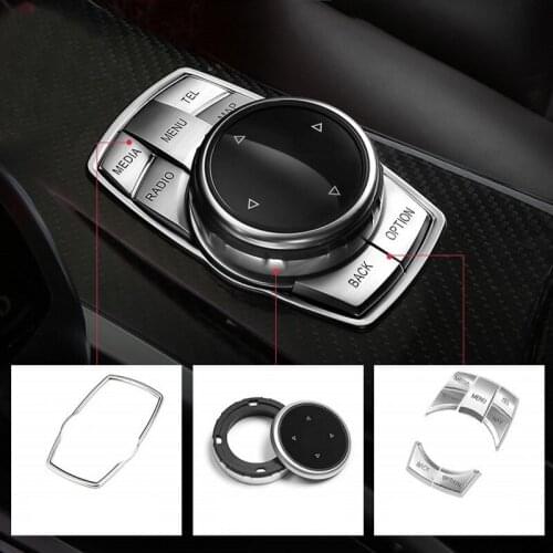Large multi media button decorative knob sticker compatible with BMW new X1 X2 1 5 7 3 GT series car accessories interior