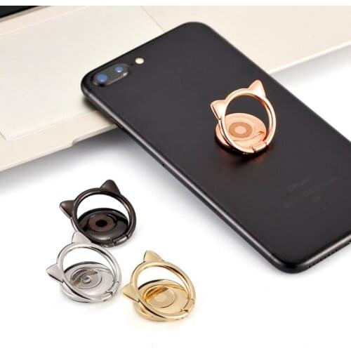 FAST SHIP! Alloy Cat Ear Cute Finger Ring Holder Magnetic 360 Rotate Mobile Phone Stand For IPhone Samsung Xiaomi Huawei Phone