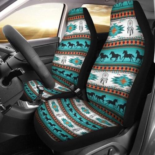 INSTANTARTS Tribal Horse Front Seat Covers 2 pcs Vehicle Seat Protector Navajo Printed Car Mat Covers Fit Most Car Truck SUV Van
