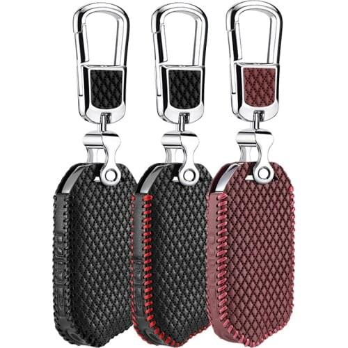 Hot sale car key case cover for kia stinger 2018 3 button Case Remote Key keychain key chain holder genuine leather