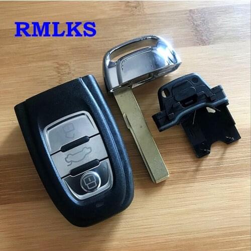 3 Button Smart Remote Key Shell + Insert Small Key Blanks For Audi A4L A6L A5 Q5 RS5 Q5 Quattro Key Case
