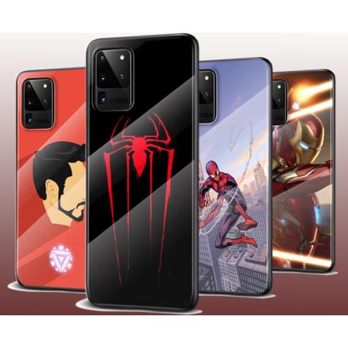 Tempered Glass Cover Marvel Iron Spider Cartoon For Samsung Galaxy S20 FE S10e S10 S9 S8 Ultra Plus Lite Plus 5G Phone Case