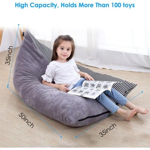Stuffed Animal Storage Bean Bag Chair Large Pouch Stripe Chair Sofa for Kids Clothes Toy Storage Organizer