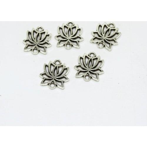 DIY Jewelry Findings Wholesales Tibetan Silver Tone Lotus Flower Charms Pendants Connectors