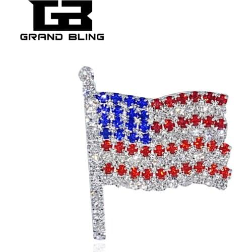 GRANDBLING Rhinestone USA Flag Brooch Pin Gift