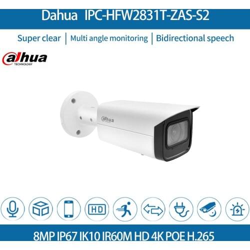 Dahua IPC-HFW2831T-ZAS-S2 IP Camera Security 4K 8MP PoE WDR Starlight IP67 IVS H.265 Built-in IR LED IR60m Multi-language Outd