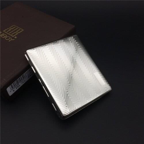 KC6-06 Stainless Steel Die Casting Cigarette Case Ultra Thin 9 Cigarette Boxes with Gift Box Smoking Accessory