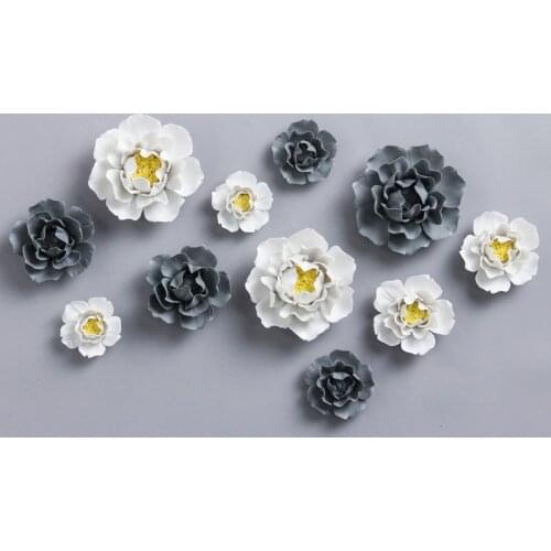 Chinese Peony Ceramic Flower Wall Mural Crafts Home Background Wall Hanging Decoration Lobby Store Hotel Wall Sticker Ornaments