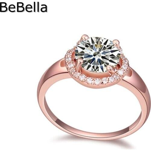 BeBella Zirconia Stone Ring Round Engagement Zinconia Ring Made With High Quality Zirconia For Wedding Jewelry