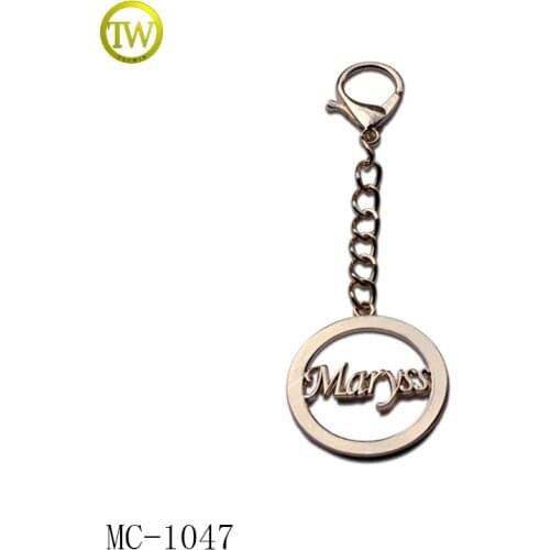 MC1047 custom handbag metal chain hang tag metal logo label for bags
