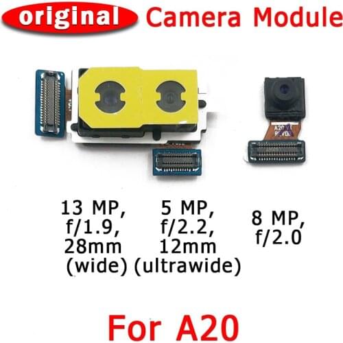 Original For Samsung Galaxy A20 A205 Front and Rear Back Main Facing Camera Module Flex Cable Replacement Spare Parts