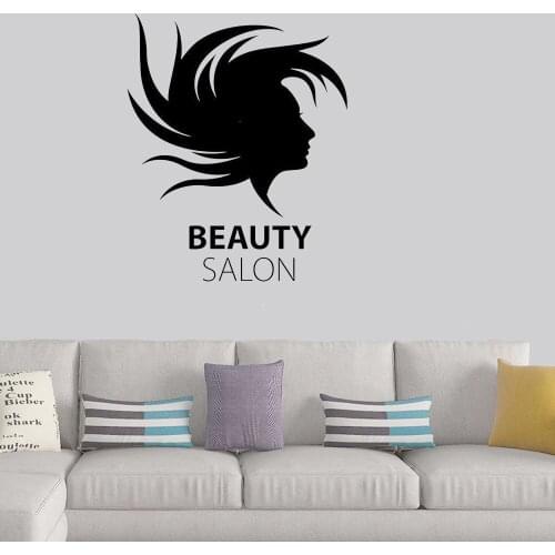 Beauty Salon Wall Sticker Girl Long Hair Hairdressing Shop Sign Window Art Decor Vinyl Decals Removable Transfer Murals WL392