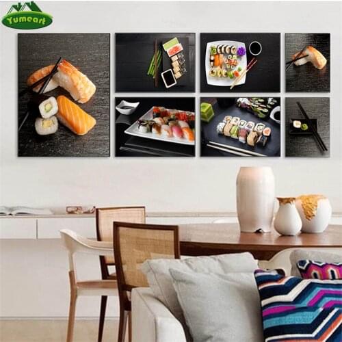 Japanese Style Food Sushi Roll Con Wasabi Wall Art Painting Canvas Prints and Posters Sticker Dining for Kitchen Home Decoration