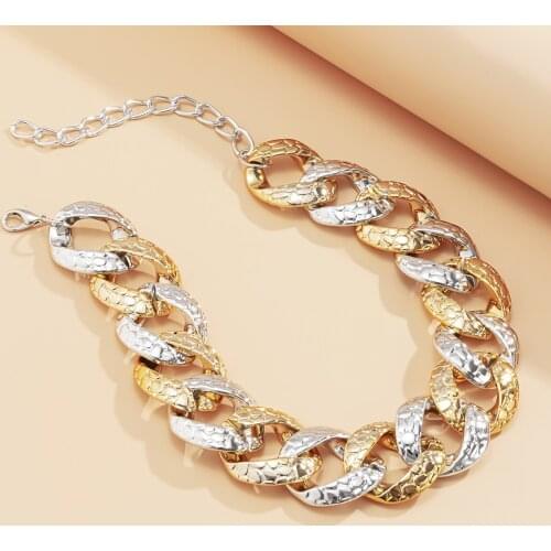 Punk Miami Cuban Choker Necklace Collar Statement Hip Hop Big Chunky Aluminum Mixed Gold Thick Chain Necklace Women Jewelry