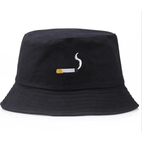 Panama Mens Fishing Hat Smoke Embroidery Pop Bucket Hats Women street Bob Hat Harajuku Hip Hop Cap