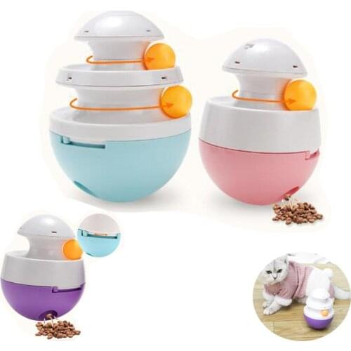 Pet Dog Fun Bowl Feeder Cat Feeding Toys Pet Tumbler Leakage Food Ball Pet Training Exercise Fun Bowl Tumbler Toy Eggshell Shape
