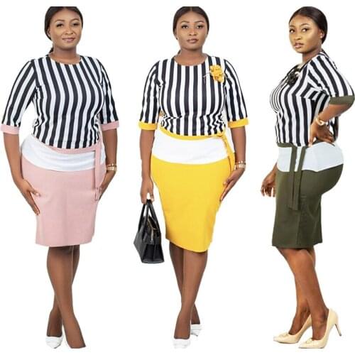 African Dresses Women Elegant Bodycon Dress Three Quater Sleeves High Waist Office Ladies Work Wear Package Hip Fashion Spring