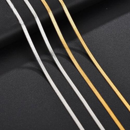 Stainless Steel Flat Necklace for Women Men Gold Snake Chain Choker Gift Jewelry