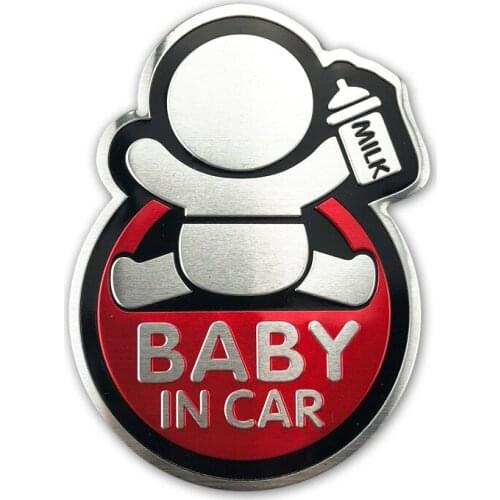 Baby in Car Sticker Baby on Board Car Aluminum Sticker for Nissan X-TRAIL Qashqai Skoda Octavia Fabia Renault Clio