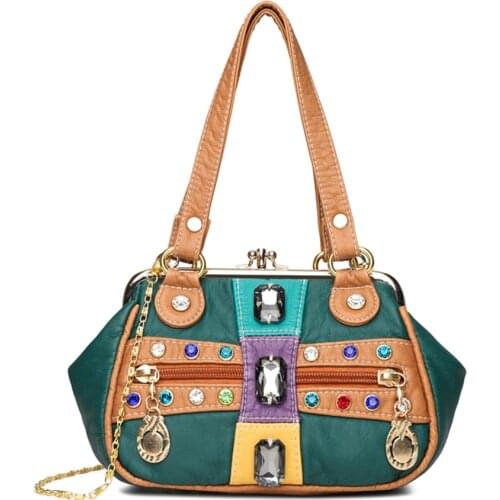 2021 Luxury Soft Leather Handbags Womens Bags High Quality with Diamond Woman Messenger Bag Designer Brand Women Shoulder Bag