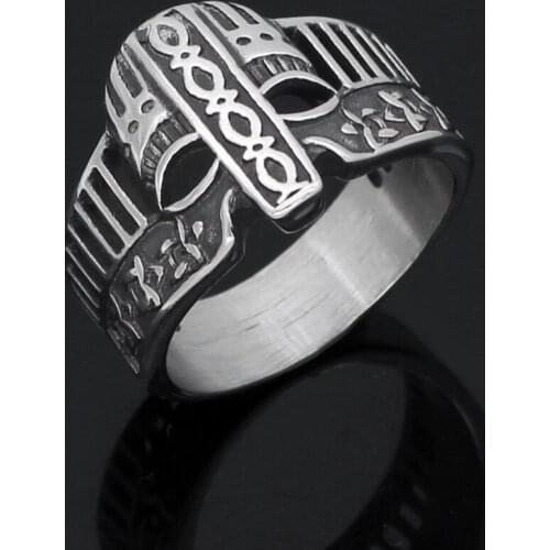 Nordic Stainless stee; viking helmet amulet ring with viking gift bag