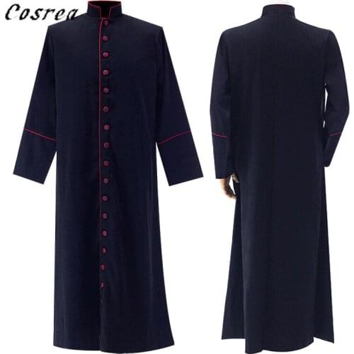 Medieval Costume Mens Victorian Retro Buttons Jacket Halloween Cosplay Christian Uniform Coat Male Steampunk Trench Tops
