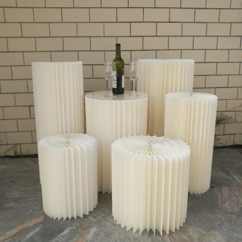 Wedding Supplies Folding Column Dessert Table for Wedding Scene Layout Welcome Area Pearl Paper Dessert Table Cake Stand