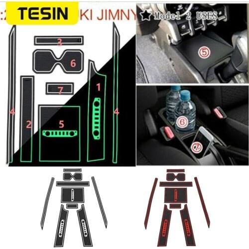 Car Interior for Suzuki Jimny Car Door Non-Slip Gate Slot Pad Cup Holder Mats Cup Holder Pad Accessories for Suzuki Jimny 2019