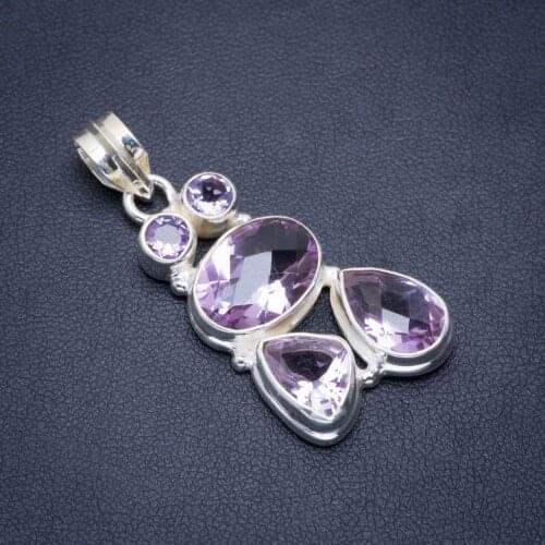 Natural Amethyst Handmade Unique 925 Sterling Silver Pendant 1.75" A1501