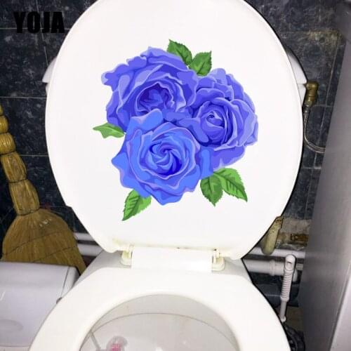 YOJA 19.7X21.9CM Cartoon Blue Rose Romantic Bedroom Wall Sticker Decal Home WC Toilet Decor T1-1759
