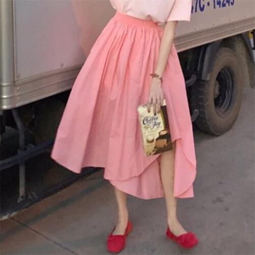 Chic Asymmetry cotton linen Skirt Women Front Short Back Korean Skirts Spring Autunm Women plus size long vintage skirts 6xl 7xl