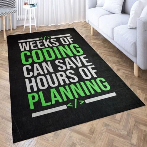 Programmer Funny Quote Carpet for Living Room 3D Anime Cartoon Rug Gamer Teen Room Bedside Lounge Rug Kids Children Floor Mats