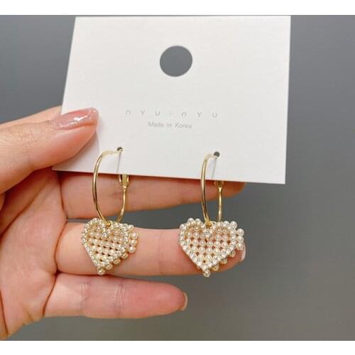 Zeojrlly Metal Trendy Heart Women Dangle Earrings Hollow Love Korean Fashion Sweet Simple Elegant Female Jewelry
