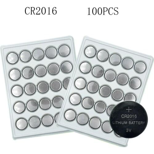 100Pcs CR2016 75mAh Battery 3V LM2016 DL2016 BR2016 Cell Coin Lithium Button Batteries CR 2016 for Watch Electronic Toy Remote